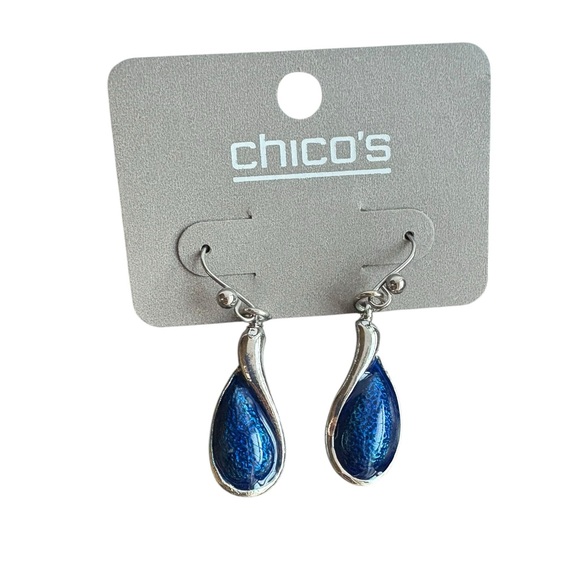 Chico's Jewelry - Chico's Metallic Blue and Silver Drop Earrings